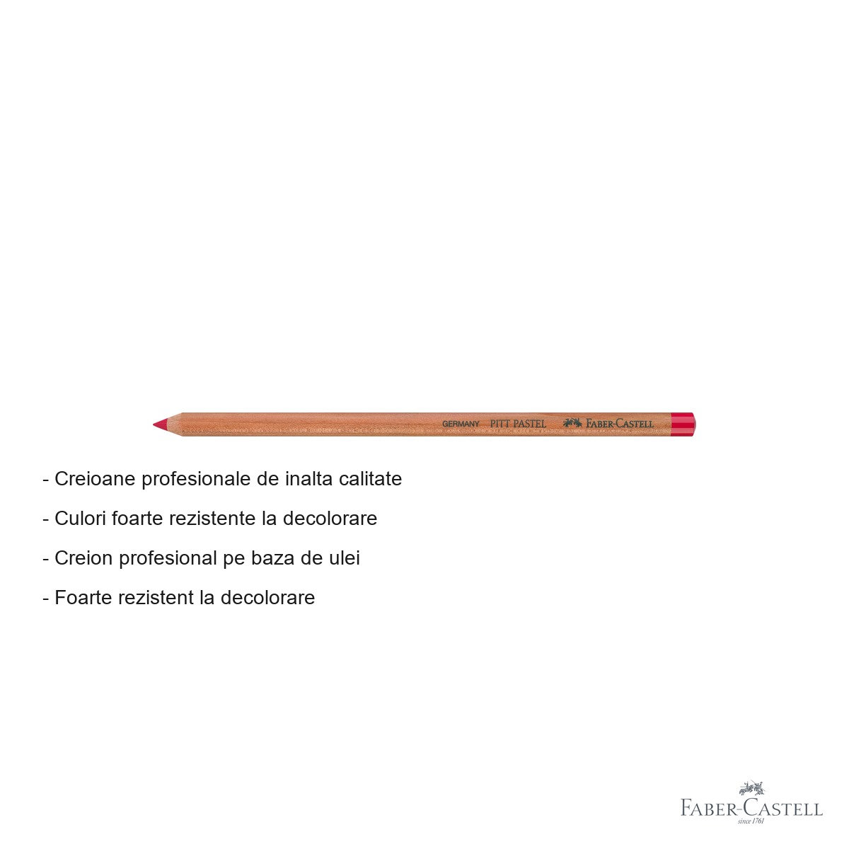 Creion pastel Pitt Faber-Castell, roz carmin, pe baza de ulei, pentru contururi si detalii fine [2]