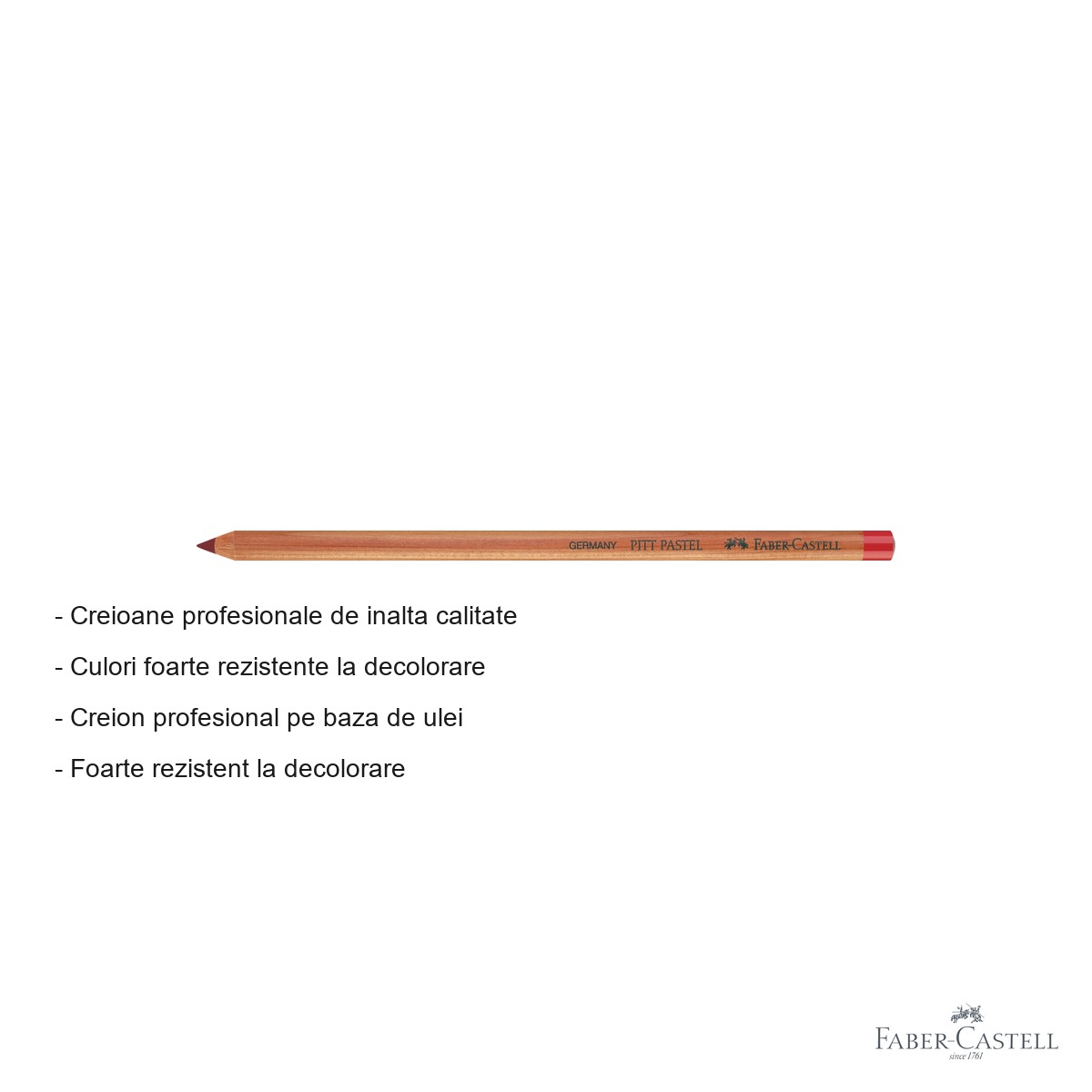 Creion pastel uleios Faber-Castell Pitt, rosu inchis, pentru contururi si detalii fine [2]