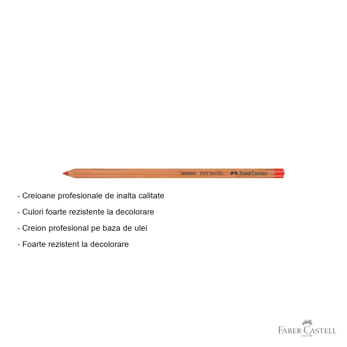 Creion pastel uleios Faber-Castell Pitt, rosu Pompei, pentru detalii fine si contururi artistice [2]
