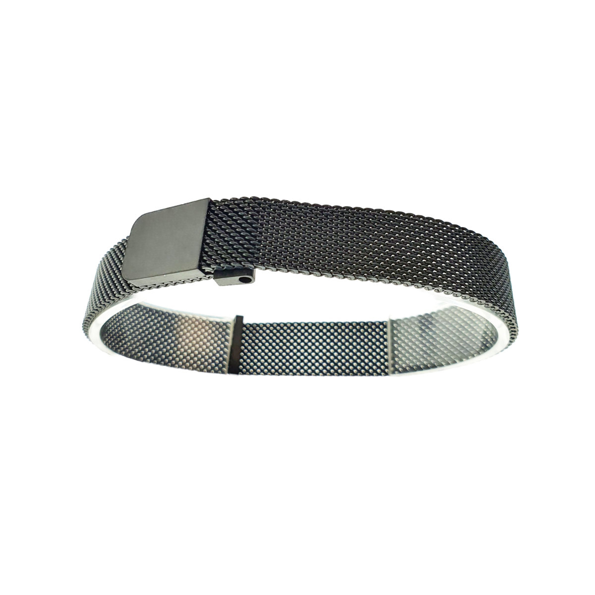 Curea de ceas BK-14 tip bratara, din plasa metal, prindere magnetica, neagra, 14mm [6]