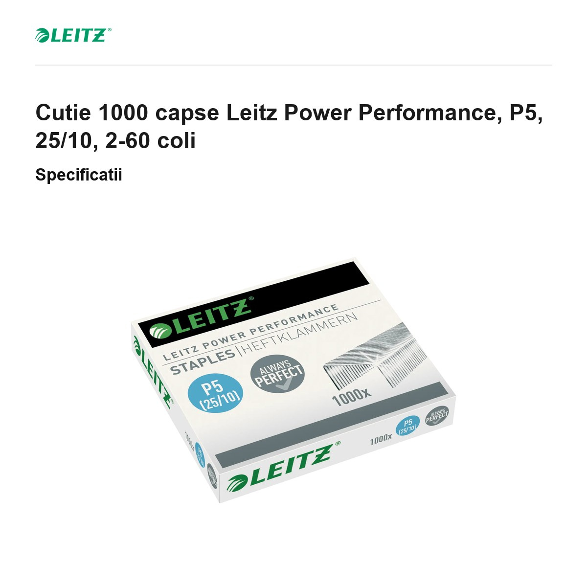 Cutie 1000 capse Leitz Power Performance, P5, 25/10, 2-60 coli [3]