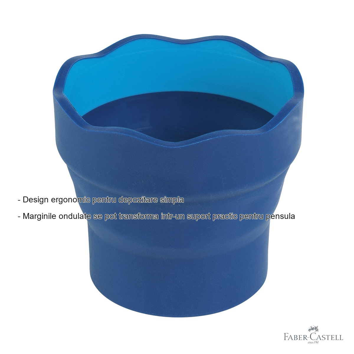 Cutie apa Click-Go Faber-Castell, design ergonomic cu margini ondulate, suport integrat pentru pensule [3]
