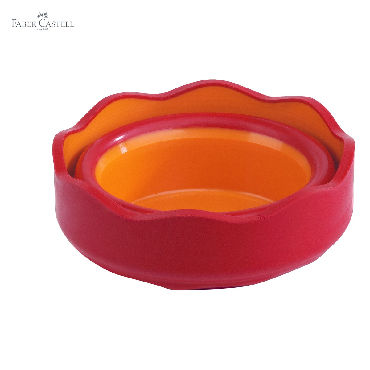 Cutie apa Click-Go Faber-Castell, design ergonomic cu margini ondulate, suport pensula inclus, rosie [9]