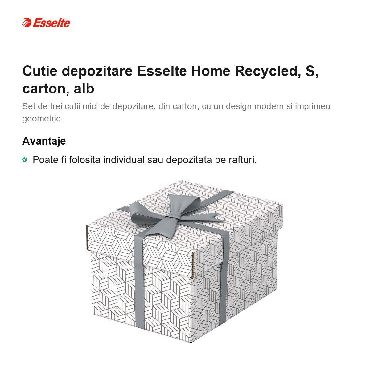 Cutie depozitare Esselte Home Recycled, S, carton, alb [2]