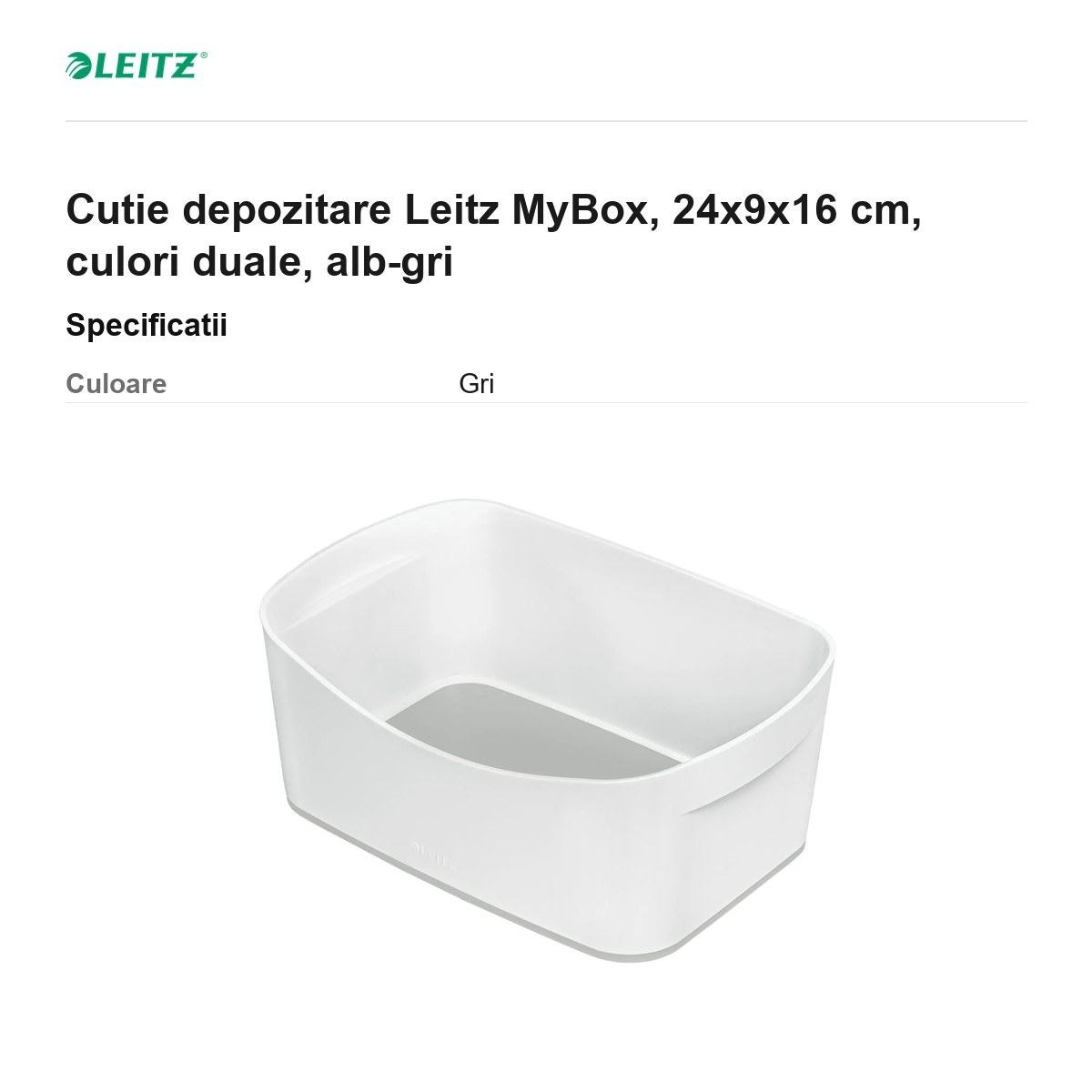 Cutie depozitare Leitz MyBox, 24x9x16 cm, culori duale, alb-gri [3]
