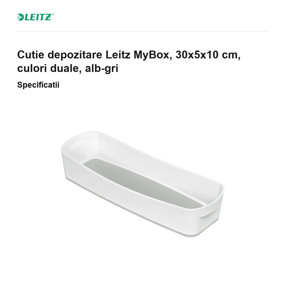 Cutie depozitare Leitz MyBox, 30x5x10 cm, culori duale, alb-gri [3]