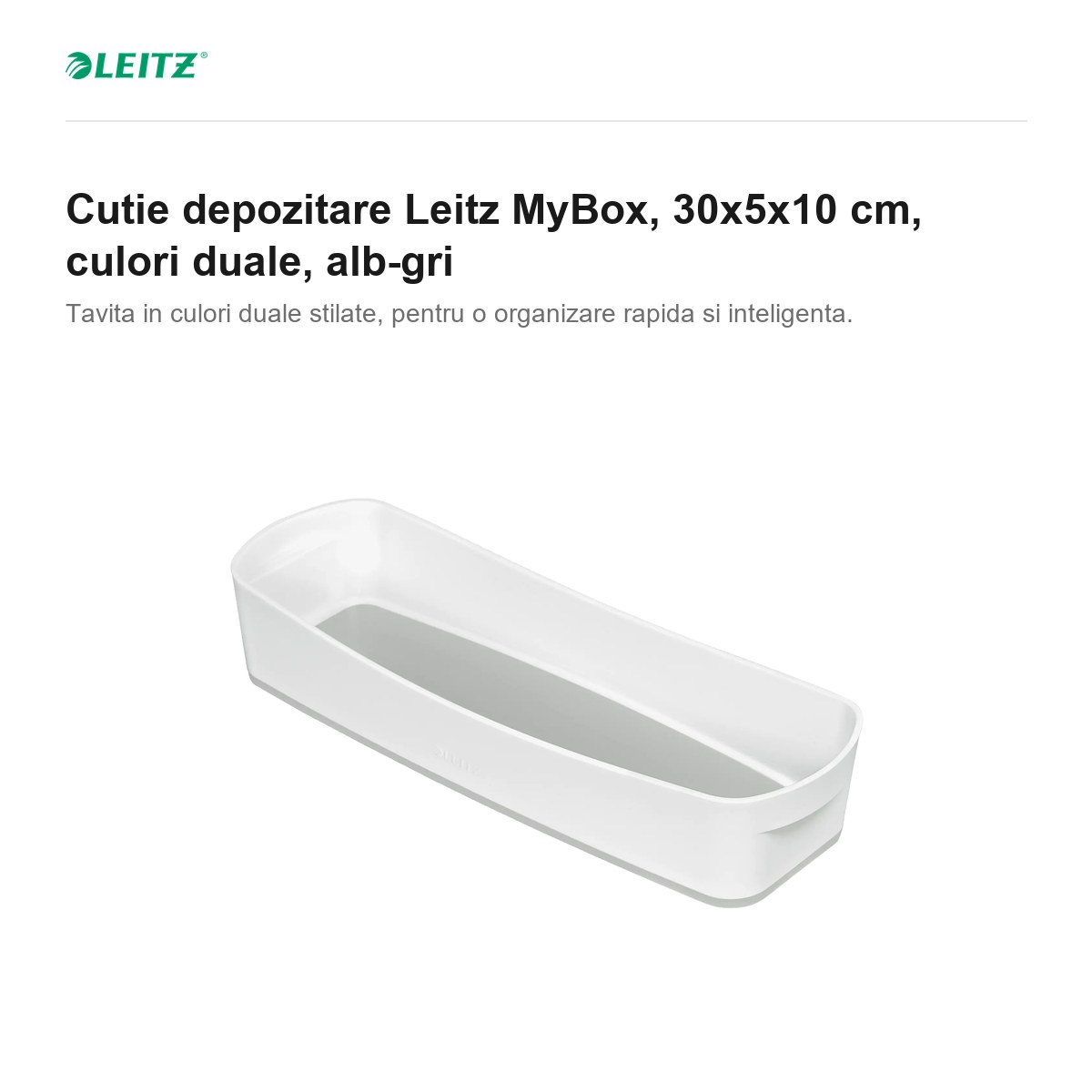 Cutie depozitare Leitz MyBox, 30x5x10 cm, culori duale, alb-gri [2]