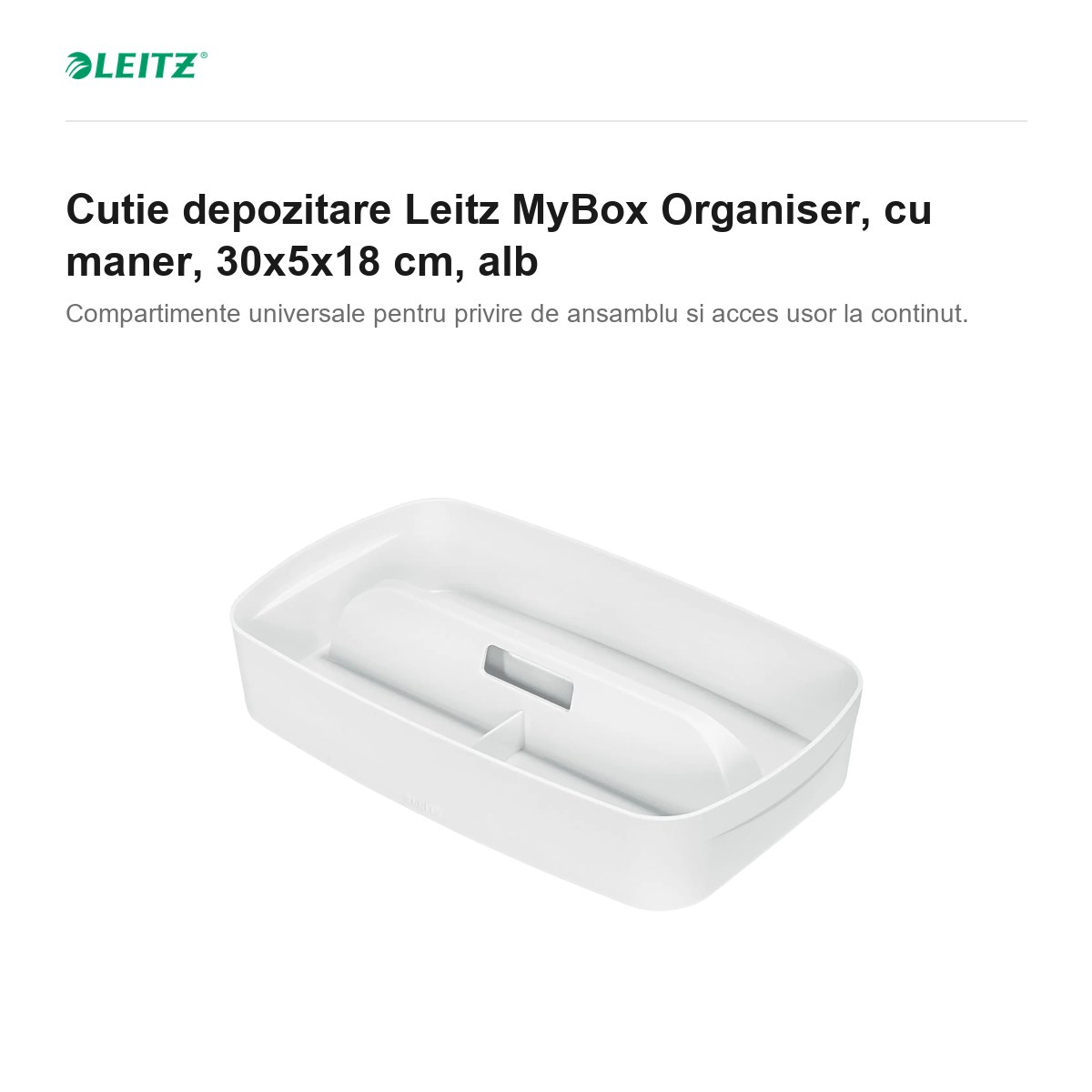 Cutie depozitare Leitz MyBox Organiser, cu maner, 30x5x18 cm, alb [2]