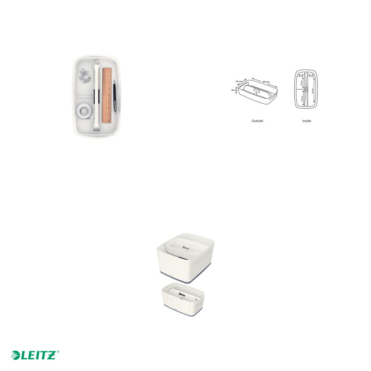 Cutie depozitare Leitz MyBox Organiser, cu maner, 30x5x18 cm, alb [5]