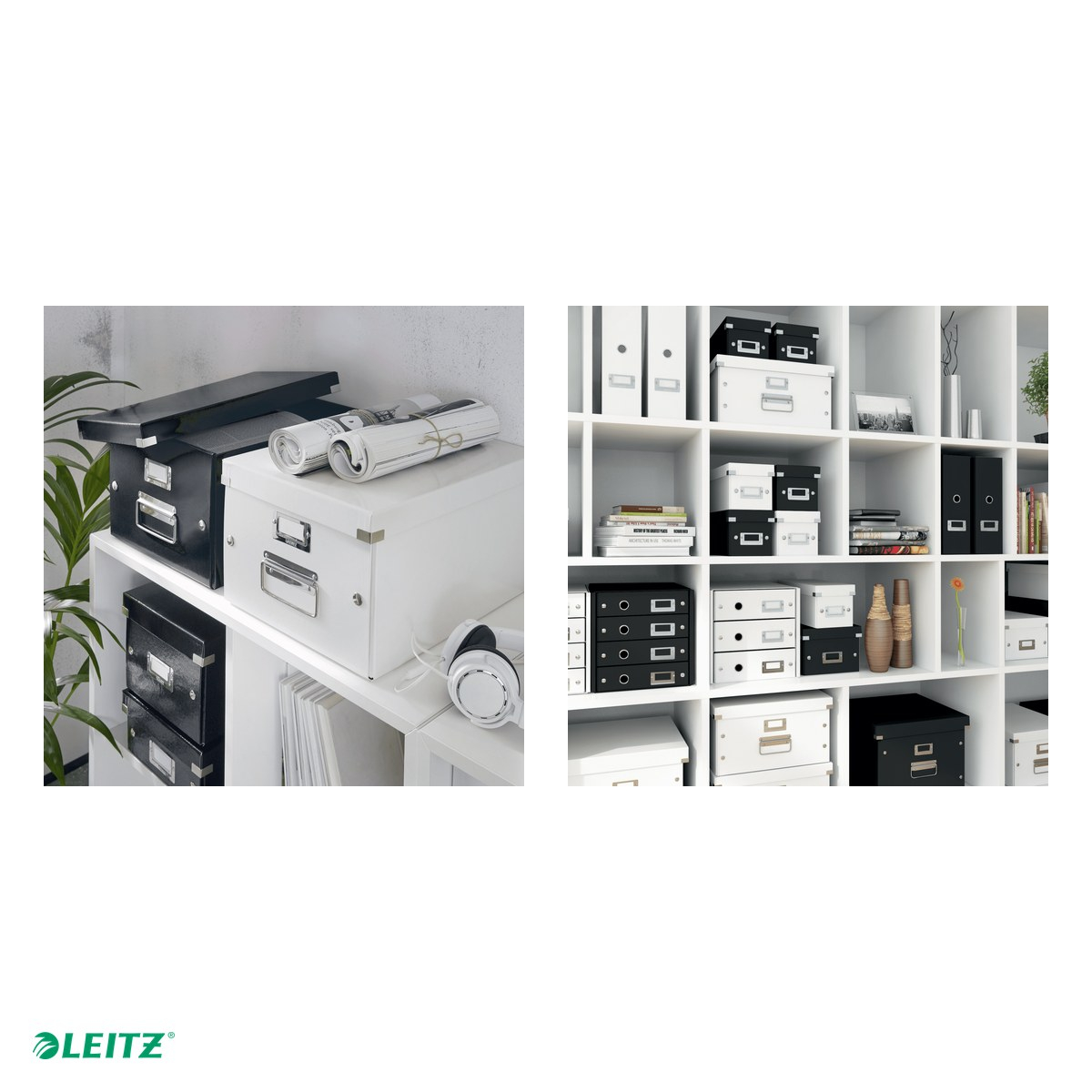 Cutie depozitare Leitz WOW Click & Store, carton laminat, pliabila, cu capac, 20x14x35 cm, pentru arhivare, alb [5]