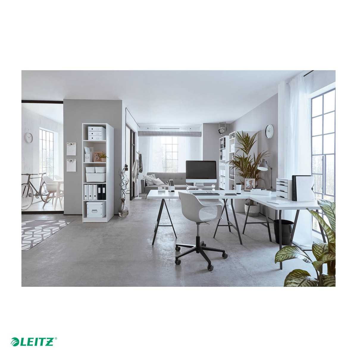 Cutie depozitare Leitz WOW Click & Store, carton laminat, pliabila, cu capac si maner, 26x24x26 cm, pentru transport, alb [5]