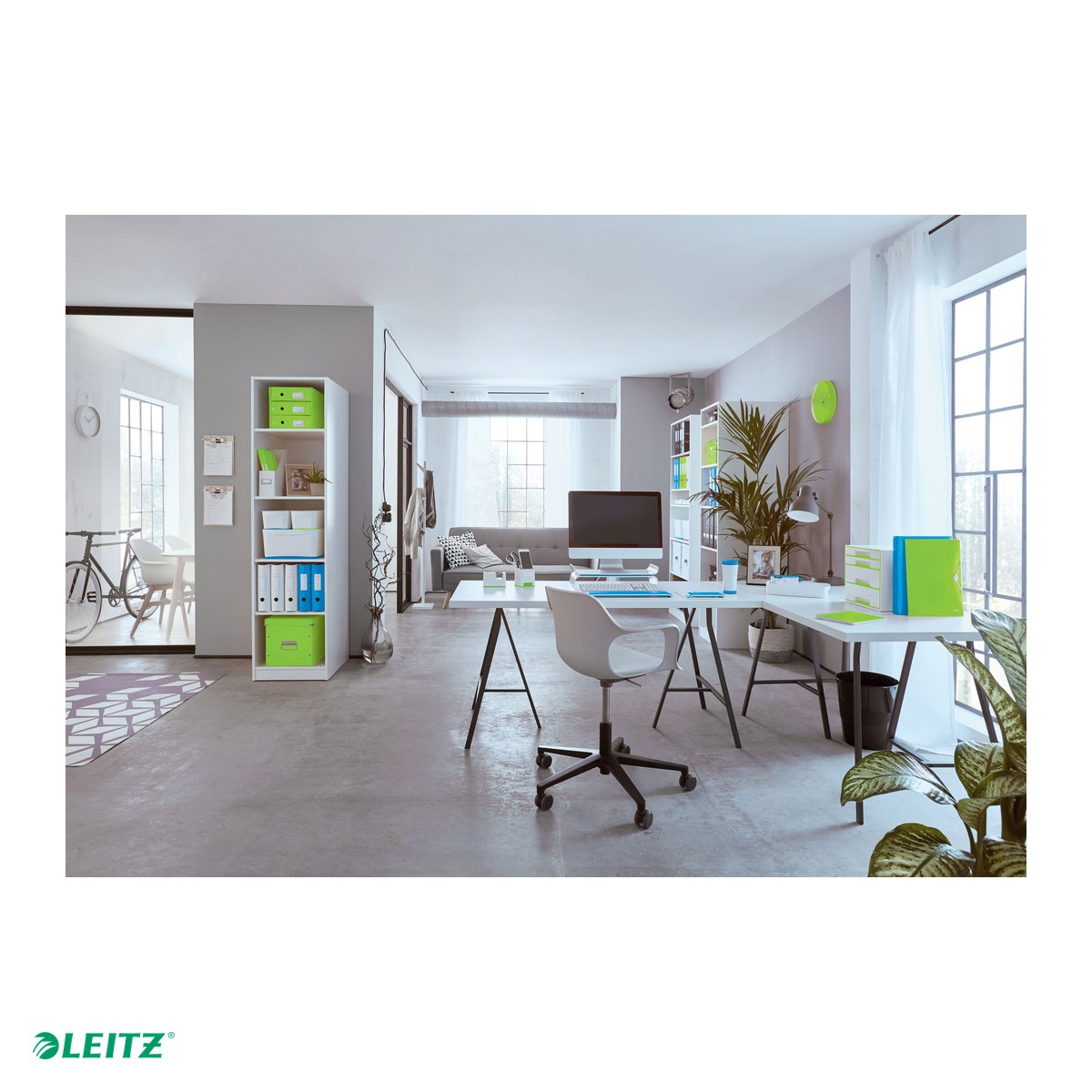 Cutie depozitare Leitz WOW Click & Store, carton laminat, pliabila, cu capac si maner, 26x24x26 cm, pentru transport, albastru [5]
