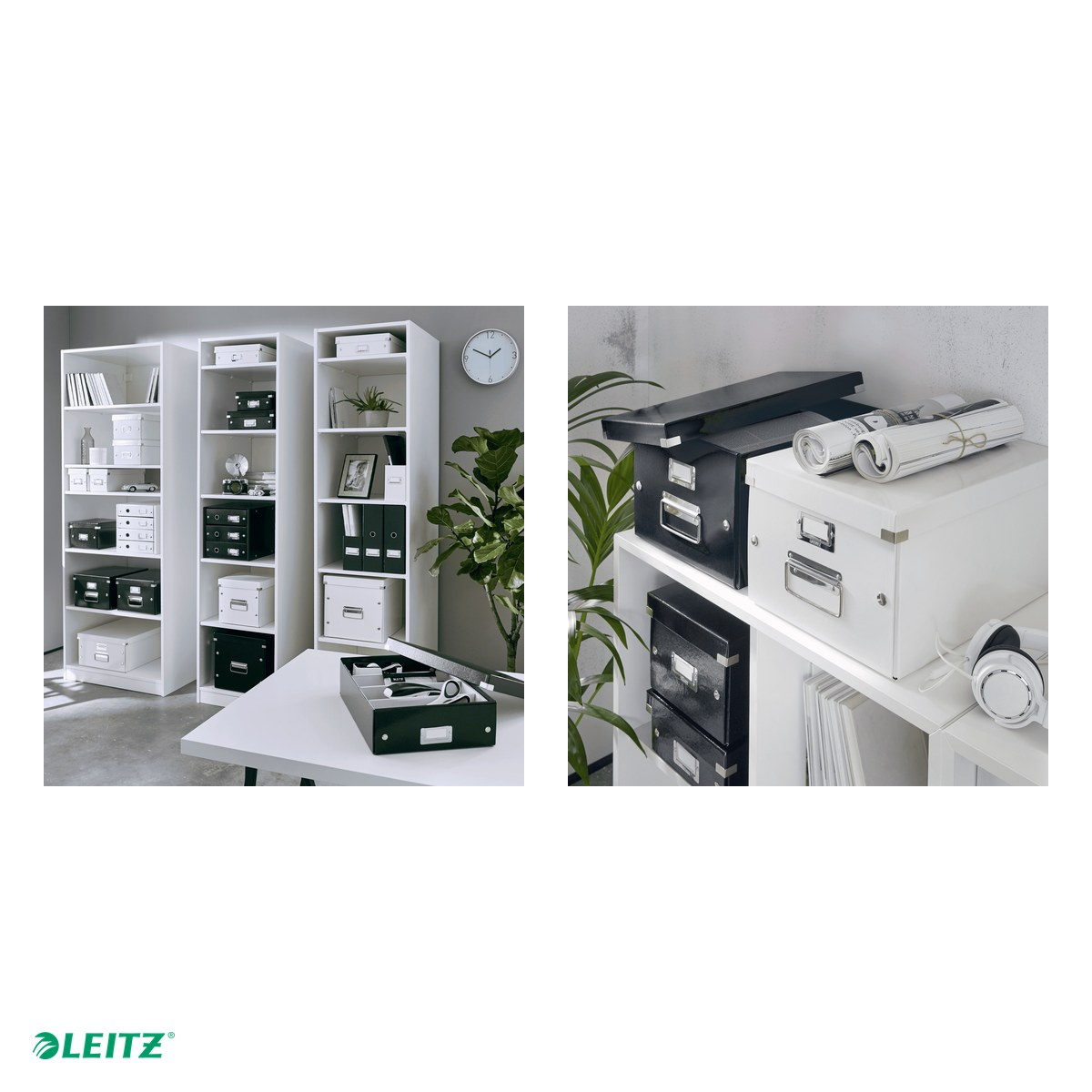 Cutie depozitare Leitz WOW Click & Store, carton laminat, pliabila, cu capac si maner, 28x20x37 cm, pentru transport, negru [5]