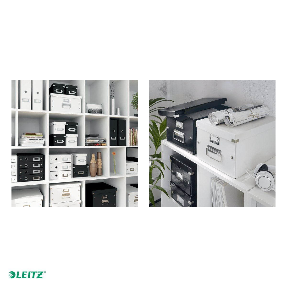 Cutie depozitare Leitz WOW Click & Store, carton laminat, pliabila, cu capac si maner, 36x20x48 cm, pentru transport, alb [5]