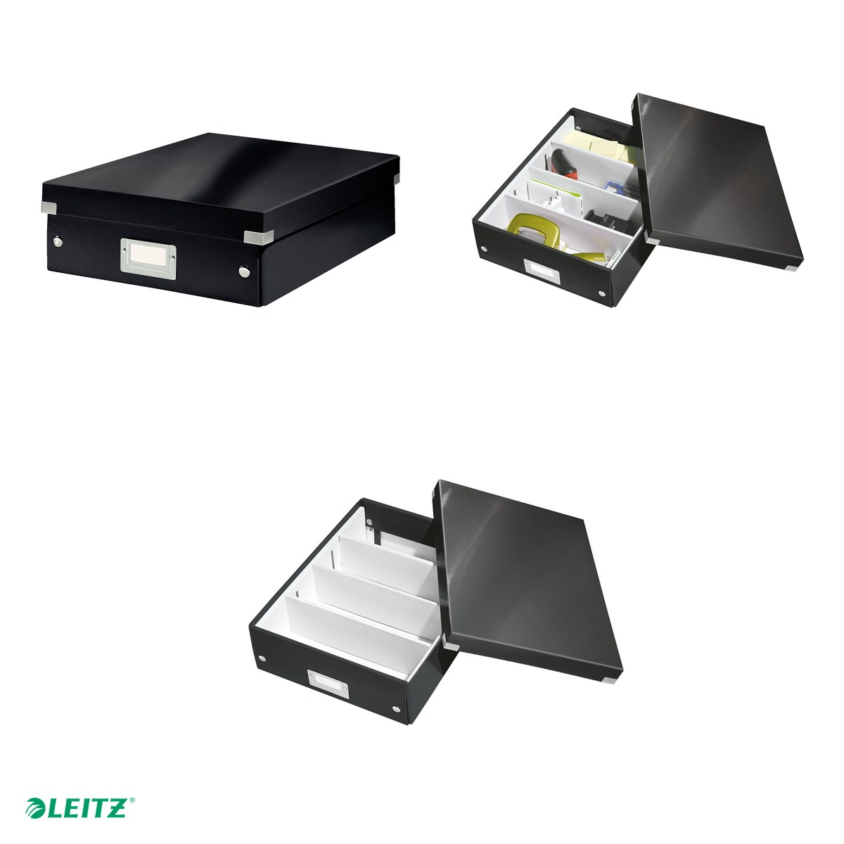 Cutie depozitare Leitz WOW Click & Store Organizer, carton laminat, cu capac, 28x10x37 cm, negru [4]