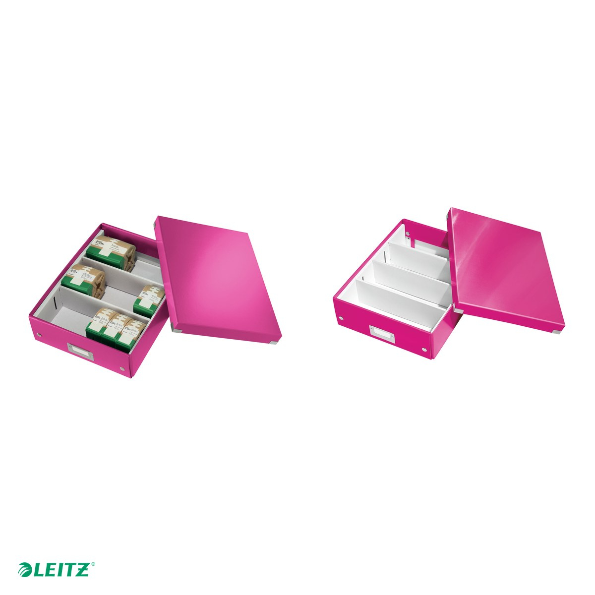 Cutie depozitare Leitz WOW Click & Store Organizer, carton laminat, cu capac, 28x10x37 cm, roz [5]