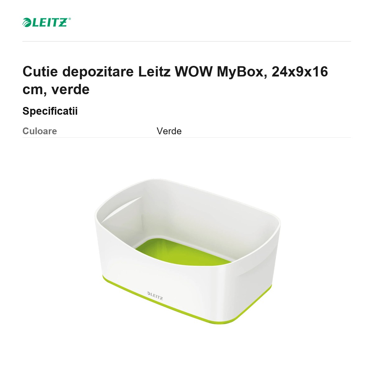 Cutie depozitare Leitz WOW MyBox, 24x9x16 cm, verde [3]
