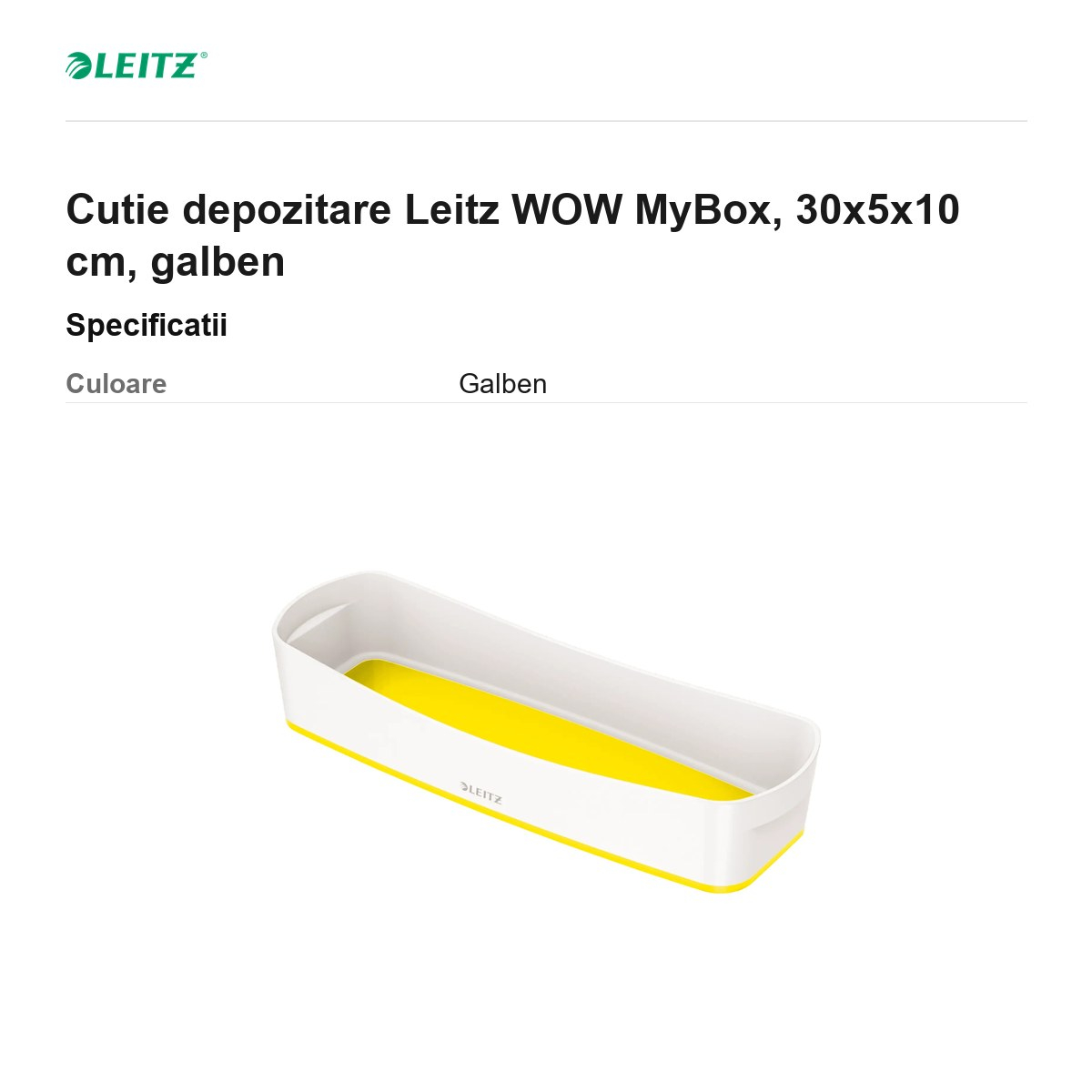 Cutie depozitare Leitz WOW MyBox, 30x5x10 cm, galben [3]