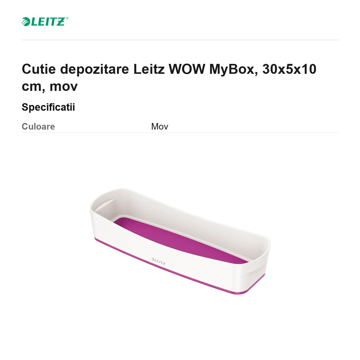 Cutie depozitare Leitz WOW MyBox, 30x5x10 cm, mov [3]