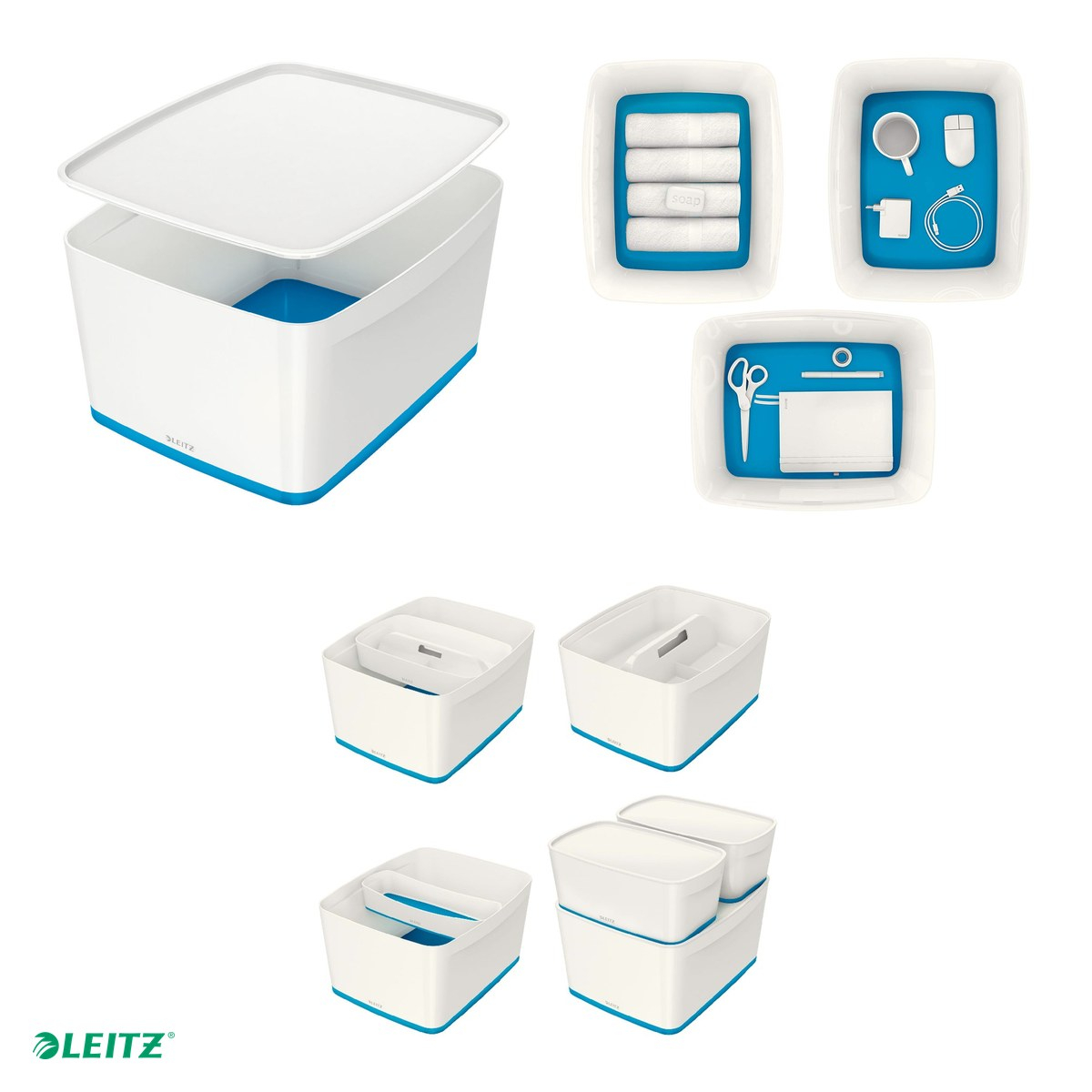 Cutie depozitare Leitz WOW MyBox, cu capac, 31x19x38 cm, capacitate 18 l, albastru [5]