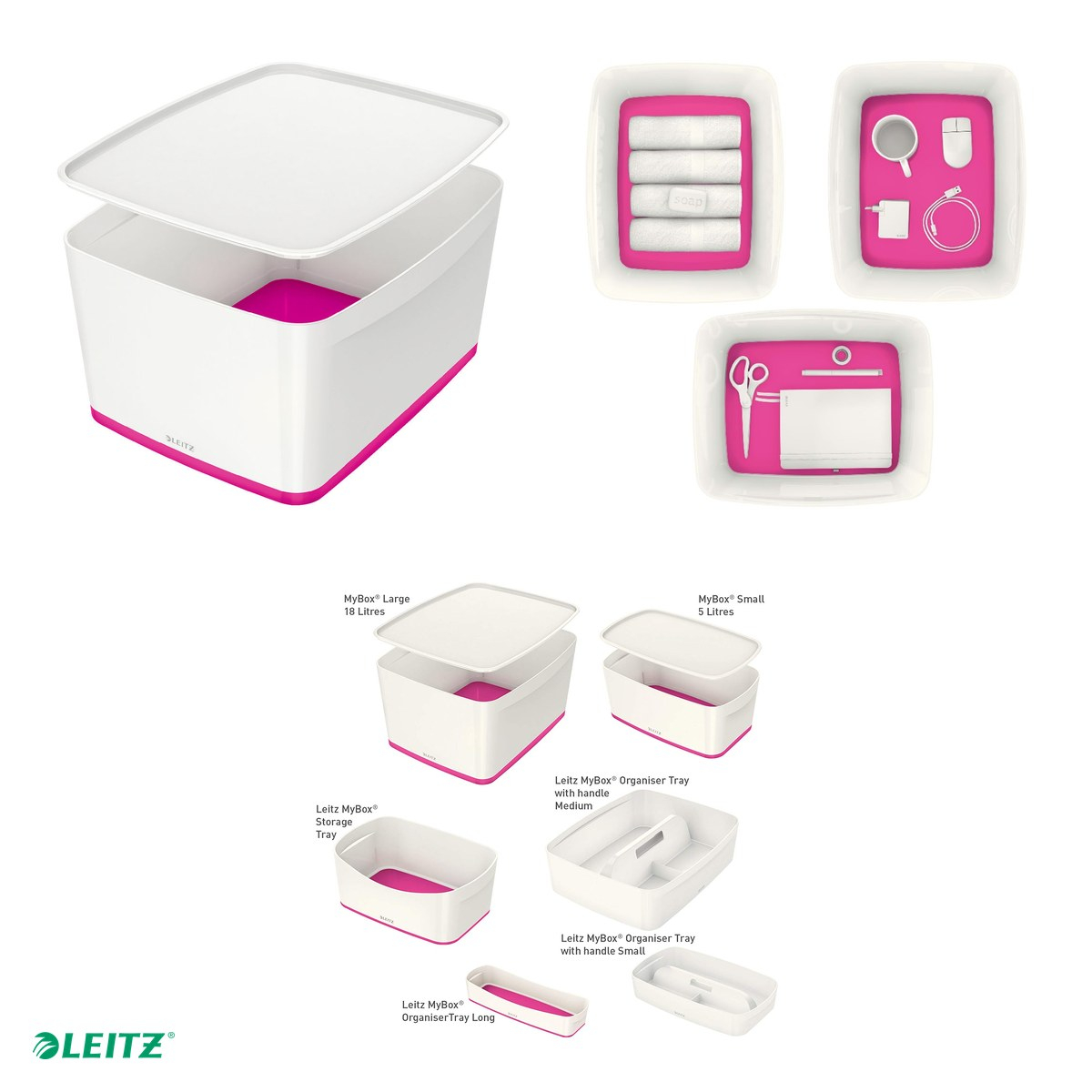 Cutie depozitare Leitz WOW MyBox, cu capac, 31x19x38 cm, capacitate 18 l, roz [5]