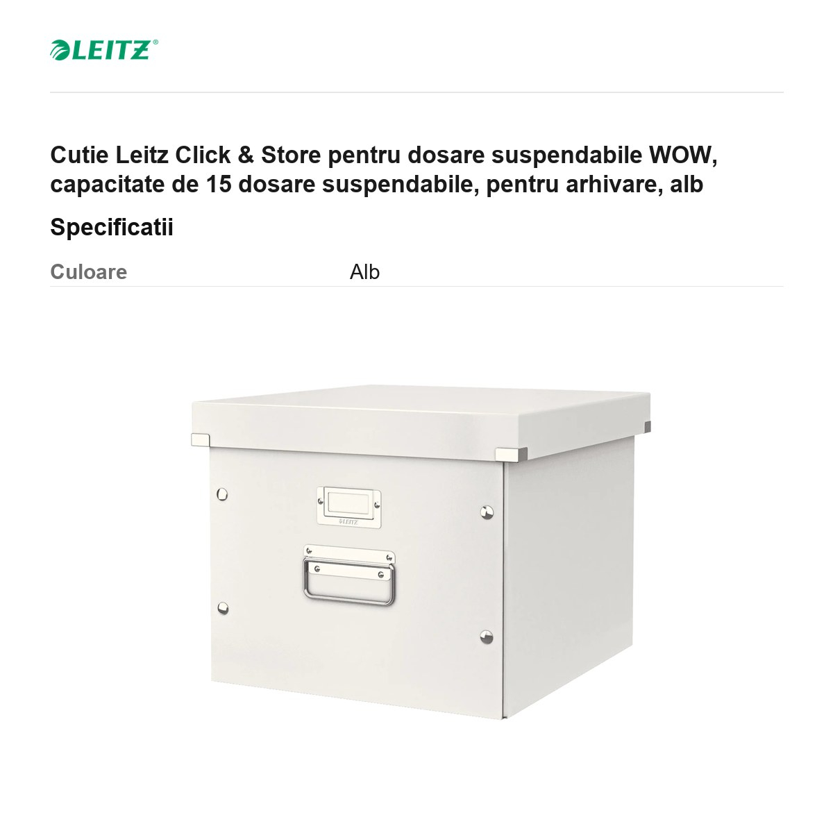 Cutie Leitz Click & Store pentru dosare suspendabile WOW, capacitate de 15 dosare suspendabile, pentru arhivare, alb [3]