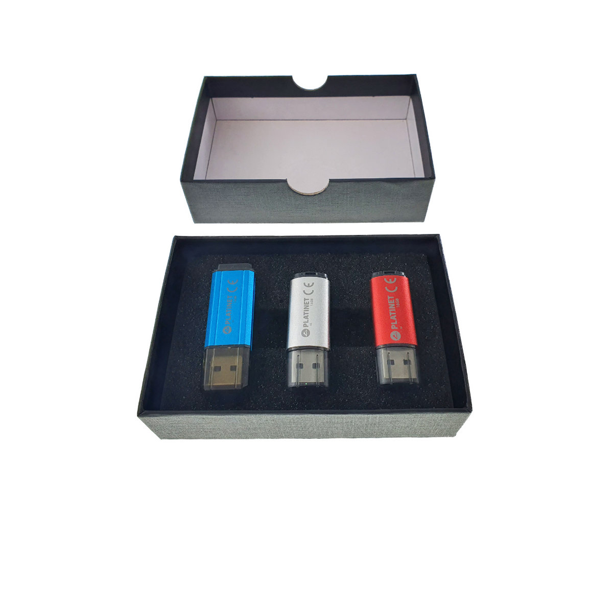 Cutie personalizabila Platinet Pendrive Box 45158, 120x84x32mm, pentru memorie USB, cu capac, neagra [4]