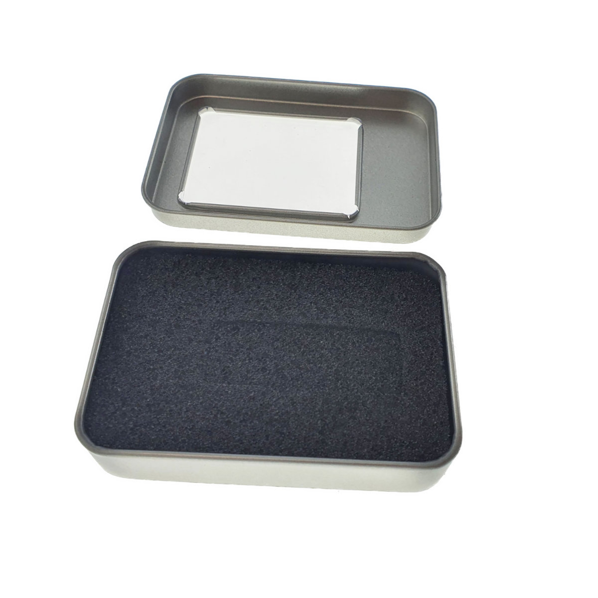 Cutie personalizabila Platinet Pendrive Box 45167, 87x60x18mm, pentru memorie USB, metalica, capac cu fereastra, argintie [7]