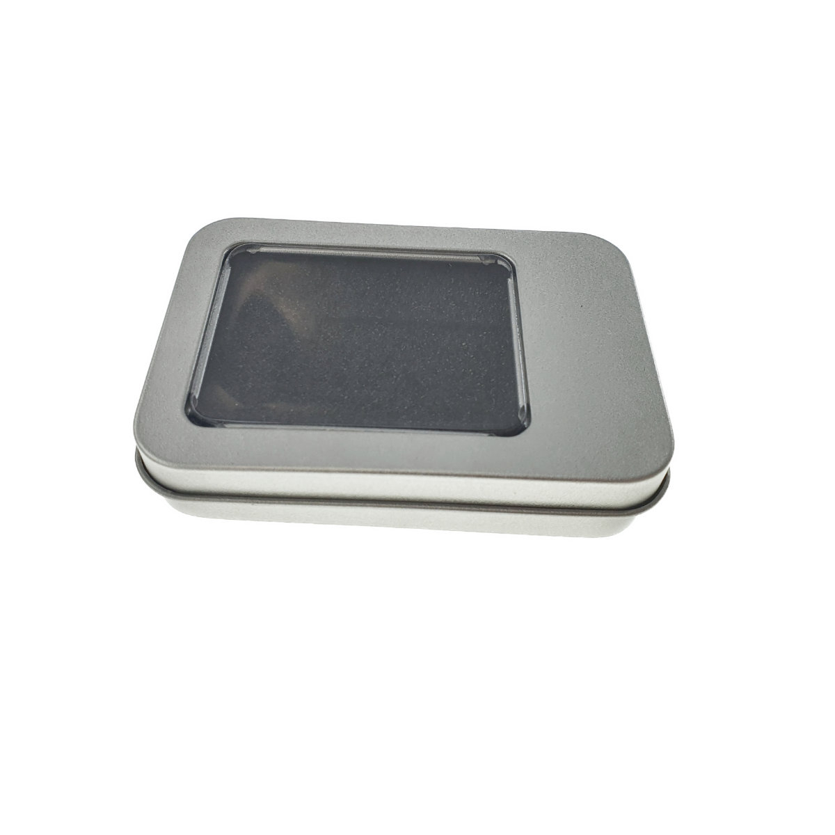 Cutie personalizabila Platinet Pendrive Box 45167, 87x60x18mm, pentru memorie USB, metalica, capac cu fereastra, argintie [3]