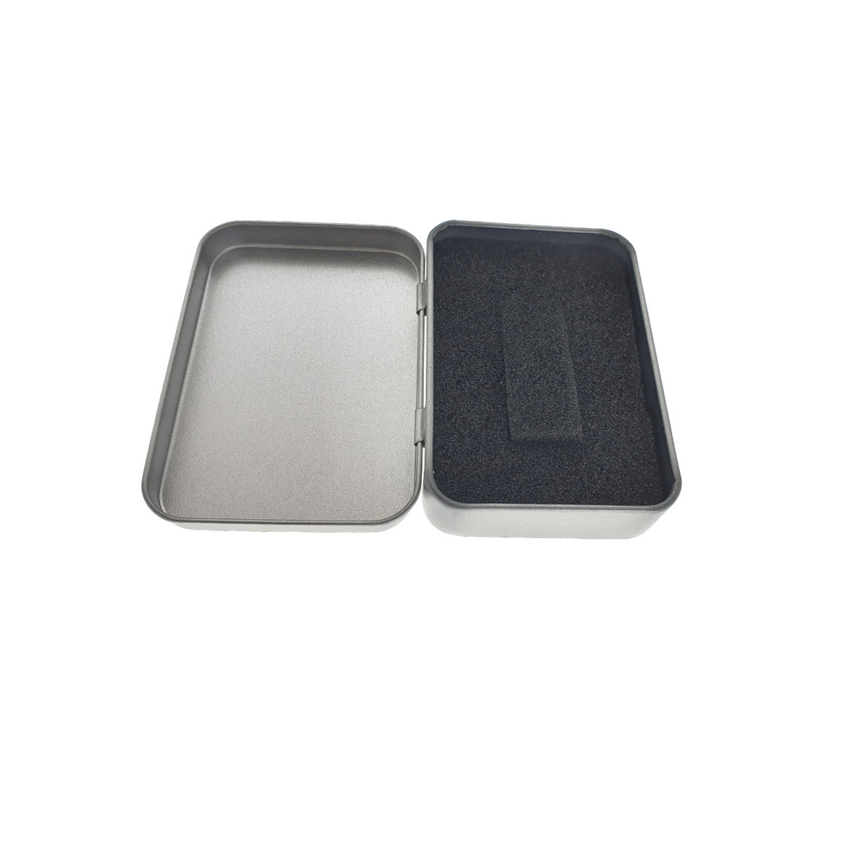 Cutie personalizabila Platinet Pendrive Box 45168, 87x60x18mm, pentru memorie USB, metalica, inchidere tip carte, argintie [10]