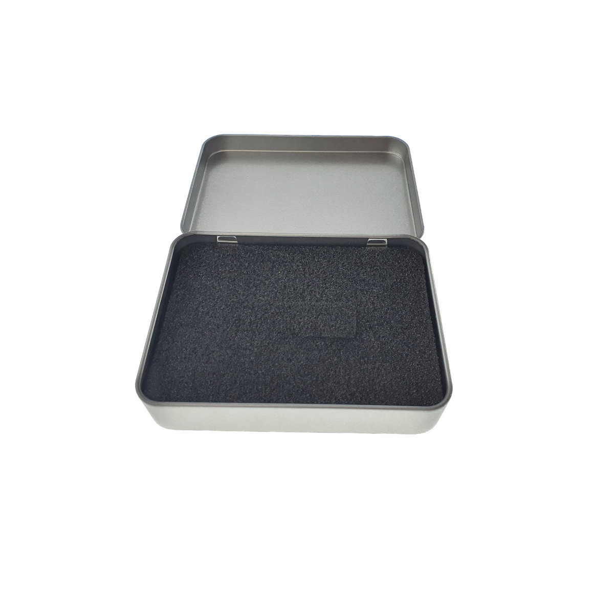 Cutie personalizabila Platinet Pendrive Box 45169, 115x85x22mm, pentru memorie USB, metalica, inchidere tip carte, argintie [10]