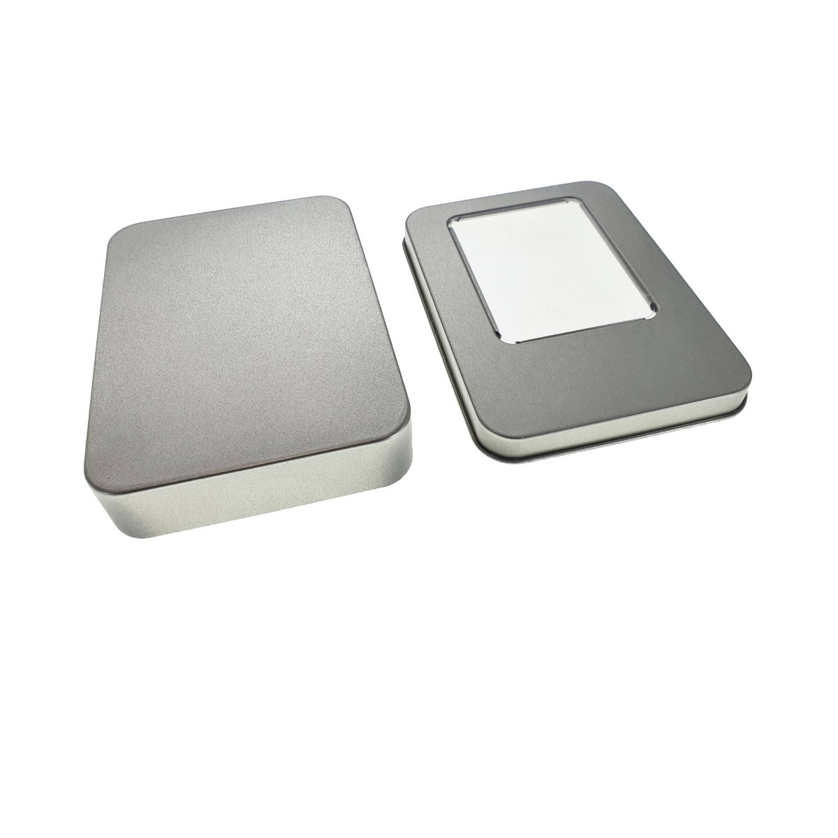 Cutie personalizabila Platinet Pendrive Box 45170, 115x85x22mm, pentru memorie USB, metalica, capac cu fereastra, argintie [15]