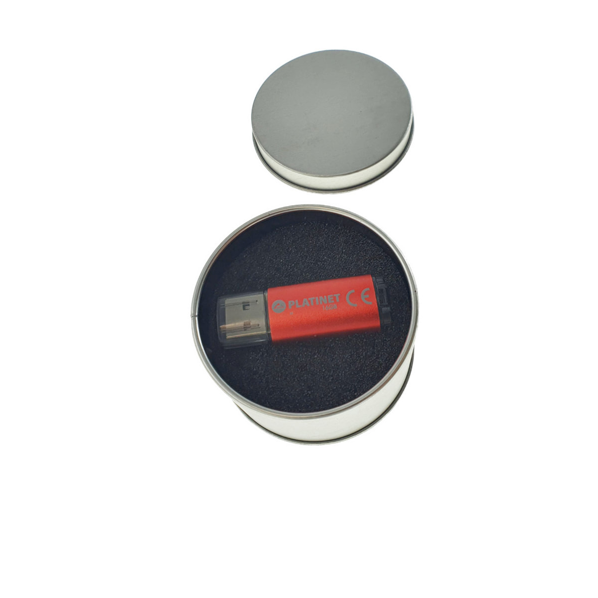 Cutie personalizabila Platinet Pendrive Box 45172, 65x40mm, pentru memorie USB, metalica, cu capac, argintie [9]