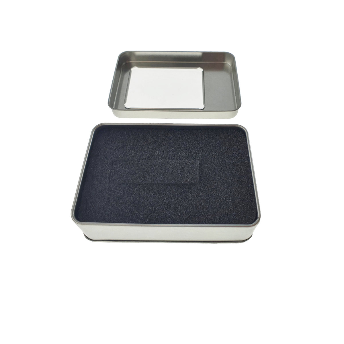 Cutie personalizabila Platinet Pendrive Box 45174, 107x72x30mm, pentru memorie USB, metalica, capac cu fereastra, argintie [9]