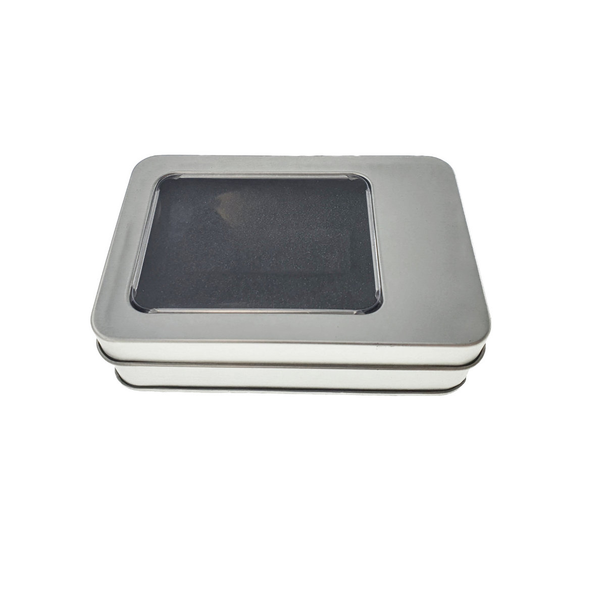 Cutie personalizabila Platinet Pendrive Box 45174, 107x72x30mm, pentru memorie USB, metalica, capac cu fereastra, argintie [10]