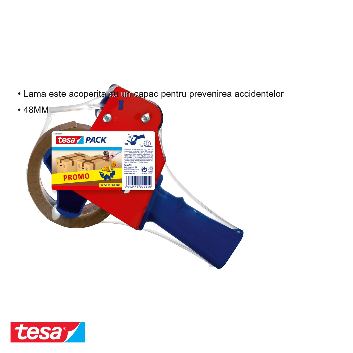 Derulator banda adeziva Tesa 57395 cu banda inclusa 50m x 48mm, pentru ambalare profesionala [6]