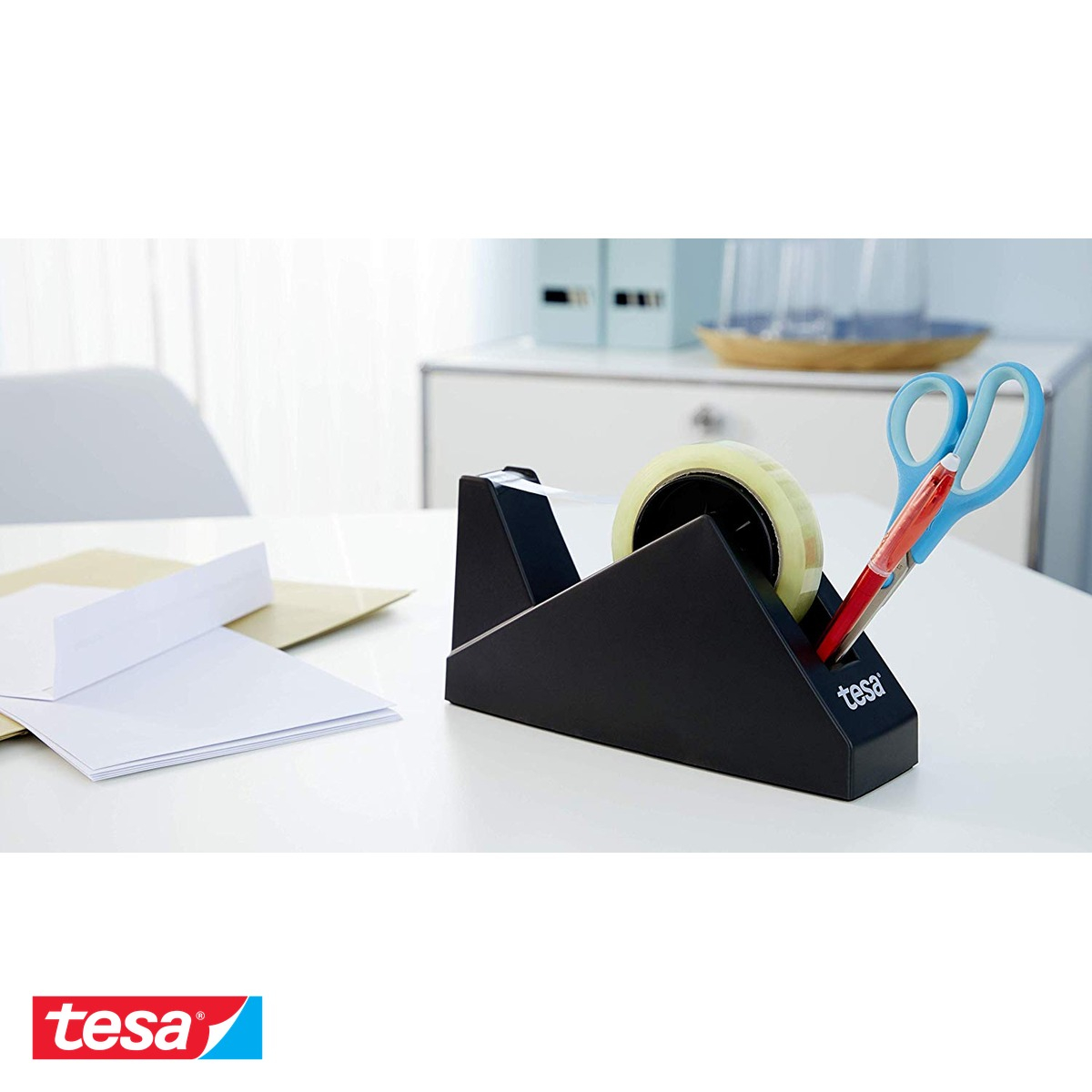 Dispenser banda adeziva Tesa Easy Cut Economy, latime 25 mm, lungime 66 m, pentru birou si acasa [10]