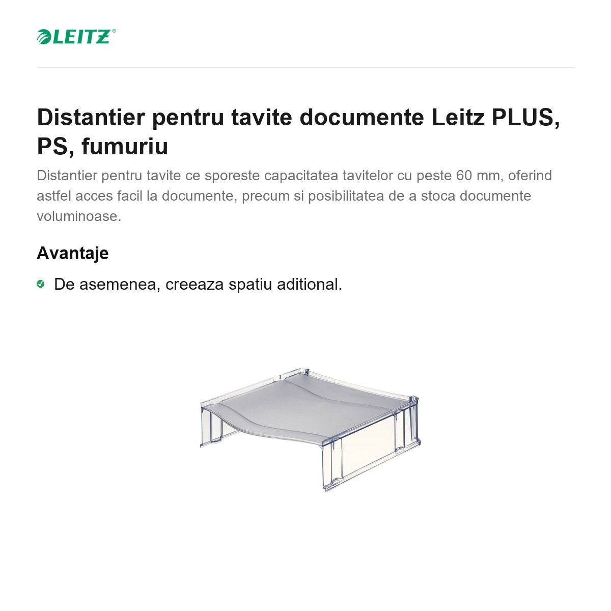 Distantier pentru tavite documente Leitz PLUS, PS, fumuriu [2]