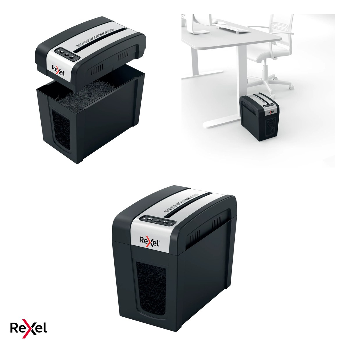 Distrugator de documente Rexel Secure MC3 cu alimentare manuala, taiere micro-cut P-5, 3 coli, cos de 10 l cu geam de vizualizare, Whisper-Shred, distruge capse si agrafe [4]