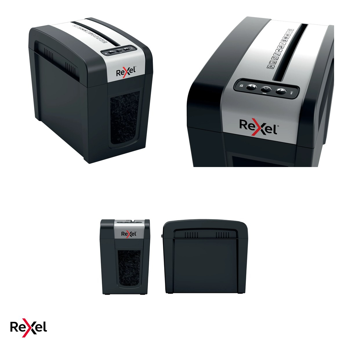 Distrugator de documente Rexel Secure MC3 cu alimentare manuala, taiere micro-cut P-5, 3 coli, cos de 10 l cu geam de vizualizare, Whisper-Shred, distruge capse si agrafe [5]
