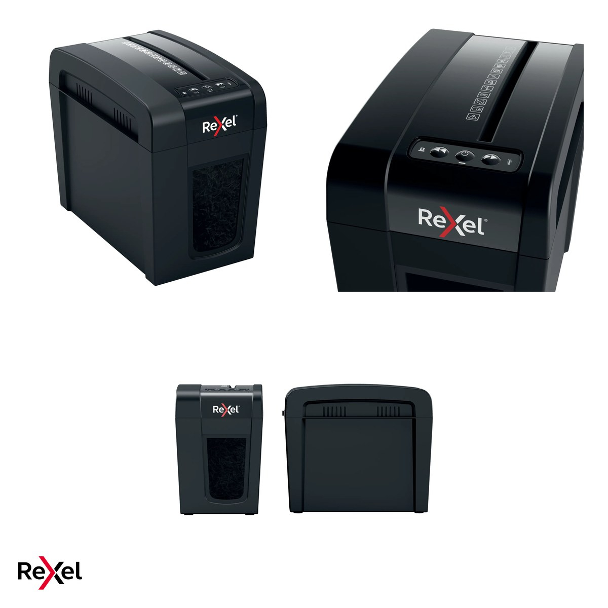 Distrugator de documente Rexel Secure X6 Slim cu alimentare manuala, taiere cross-cut P-4, 6 coli, cos de 10 l cu geam de vizualizare, Whisper-Shred, LED de supraincalzire [5]