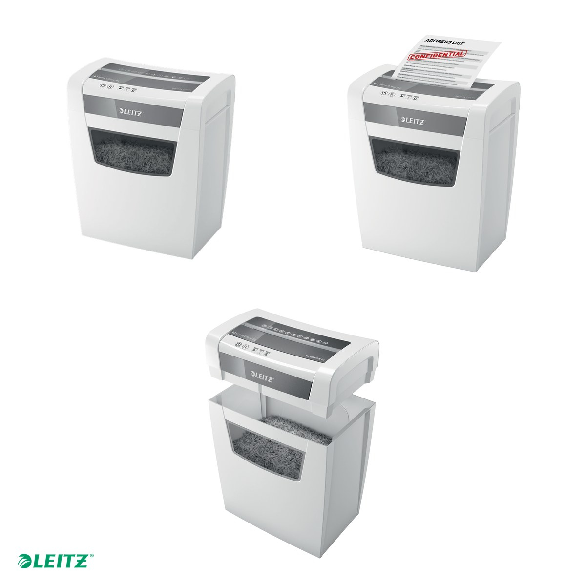 Distrugator documente manual Leitz IQ Home Office, P4, cross-cut (confeti), taiere 10 coli, cos 23l, alb [4]