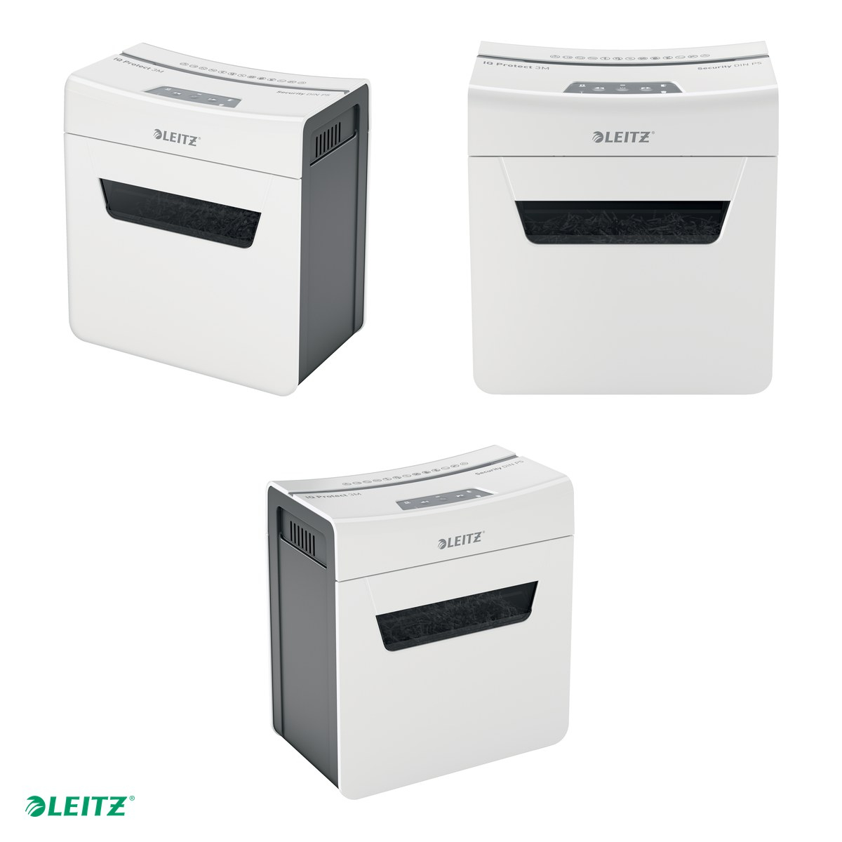 Distrugator documente manual Leitz IQ Protect 3M, P5, micro-cut (particule), taiere 3 coli, cos 10l, alb [4]