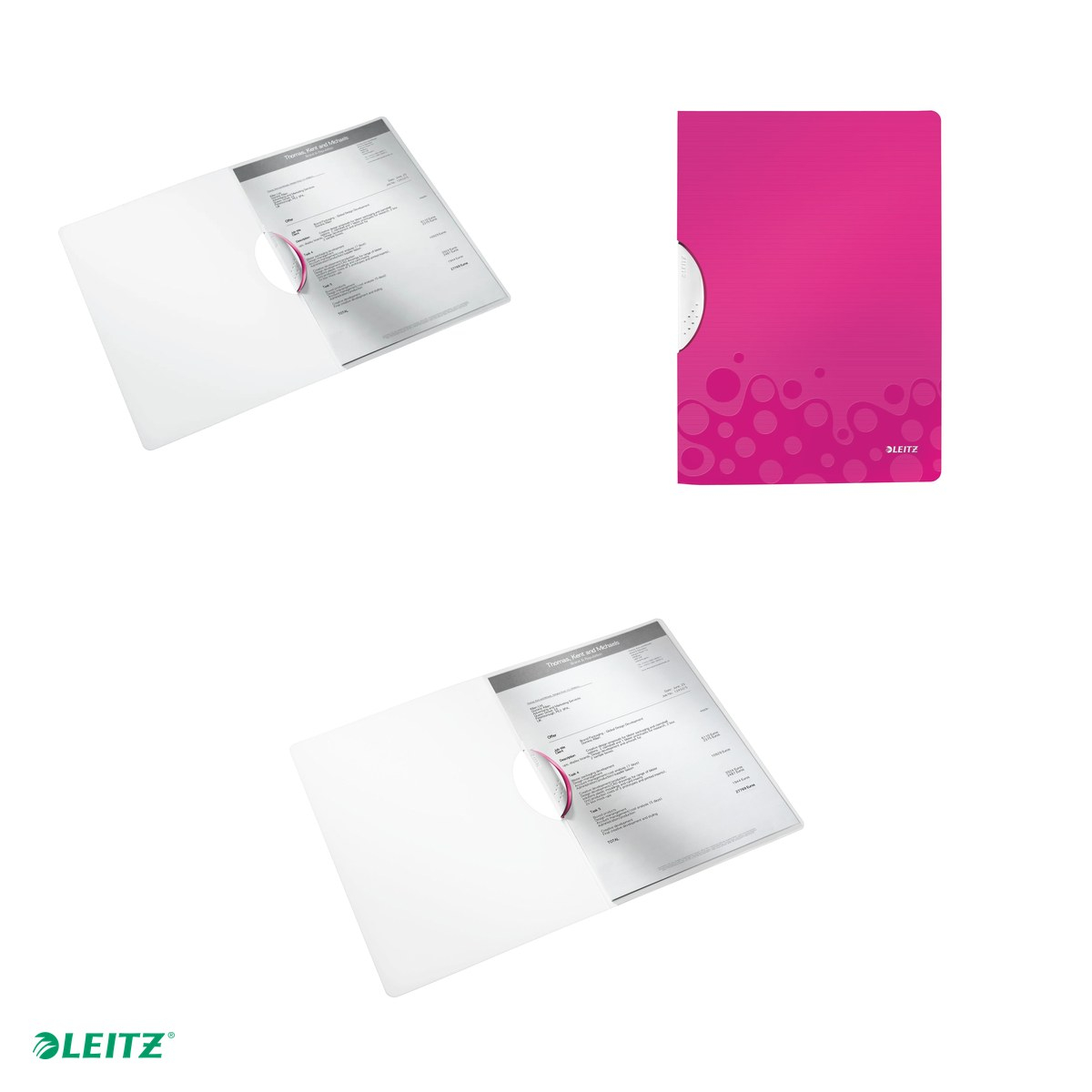 Dosar cu clip Leitz WOW ColorClip, PP, A4, capacitate 30 coli, pentru prezentare, roz [4]