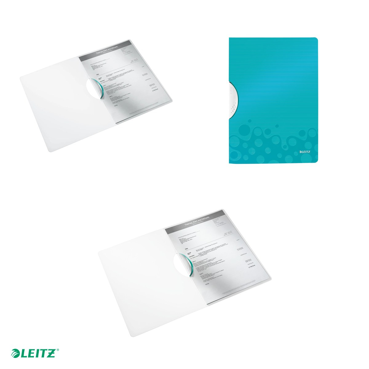 Dosar cu clip Leitz WOW ColorClip, PP, A4, capacitate 30 coli, pentru prezentare, turcoaz [4]