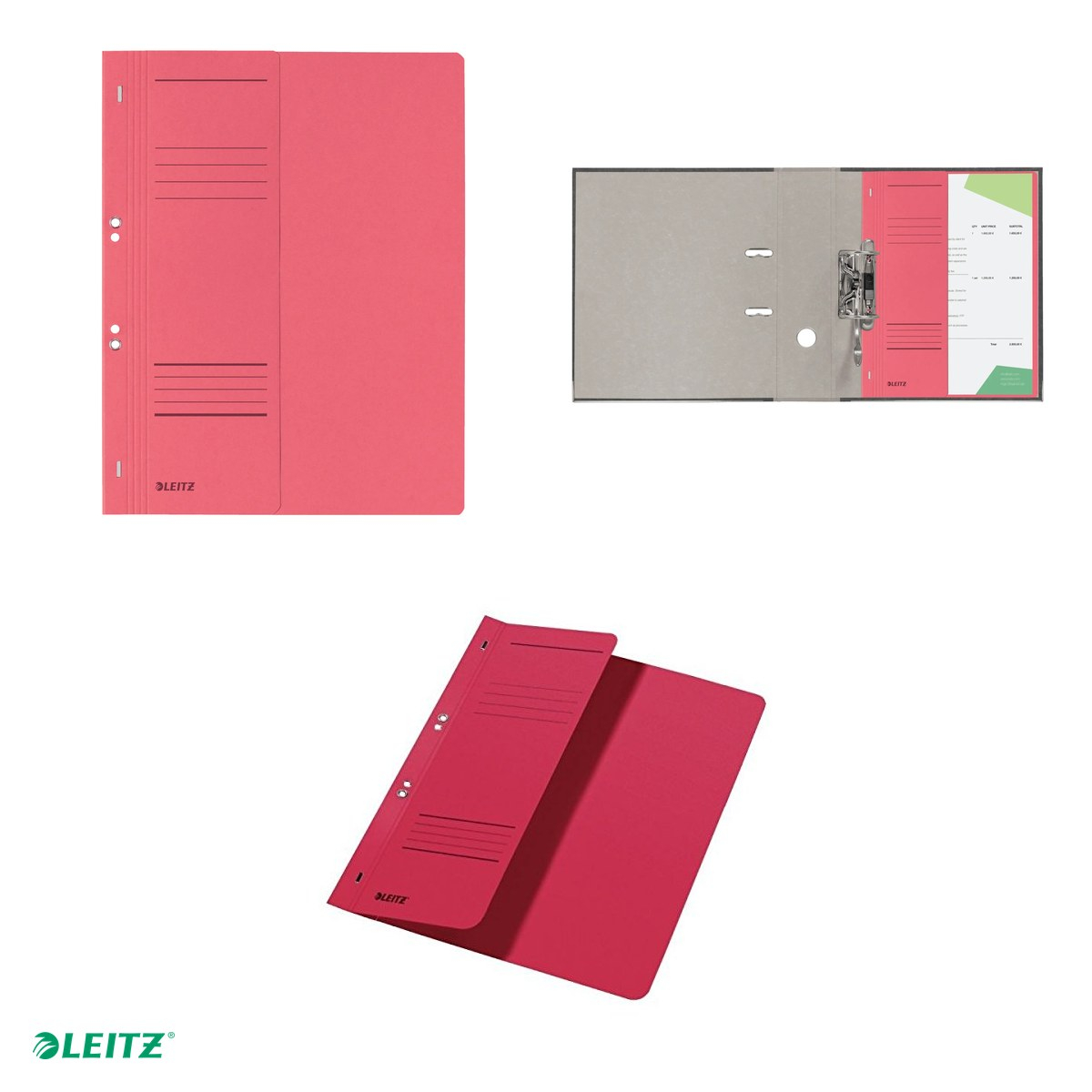 Dosar cu sina Leitz 1/2, carton, A4, cu capse, capacitate 170 coli, pentru arhivare, rosu [4]