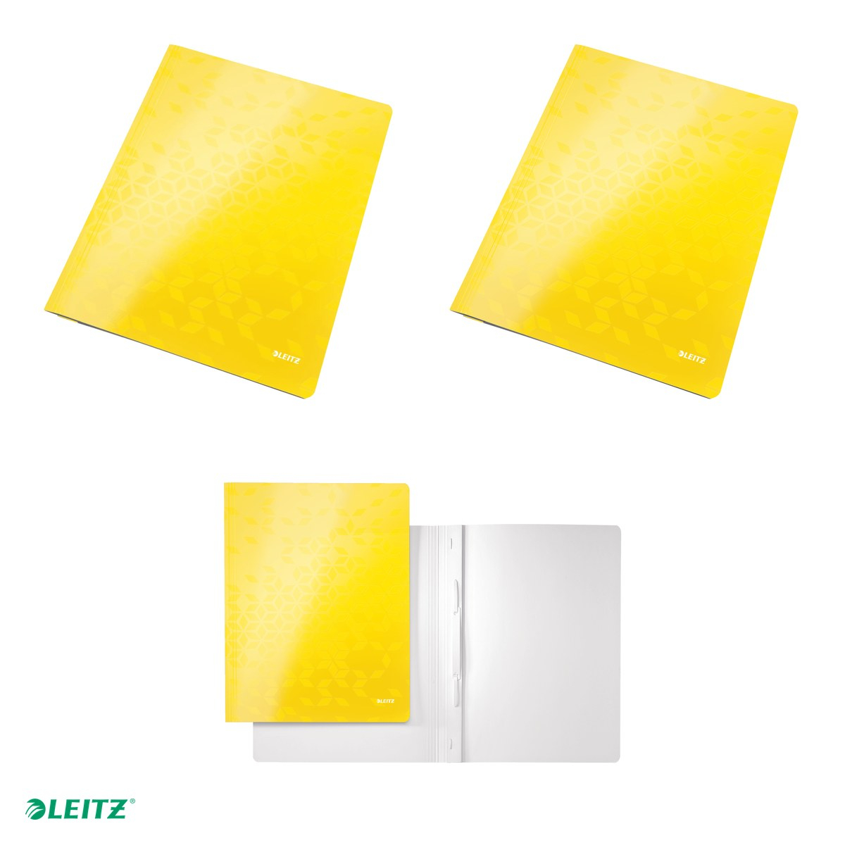 Dosar cu sina Leitz WOW, carton laminat, A4, capacitate 250 coli, pentru arhivare, galben [4]