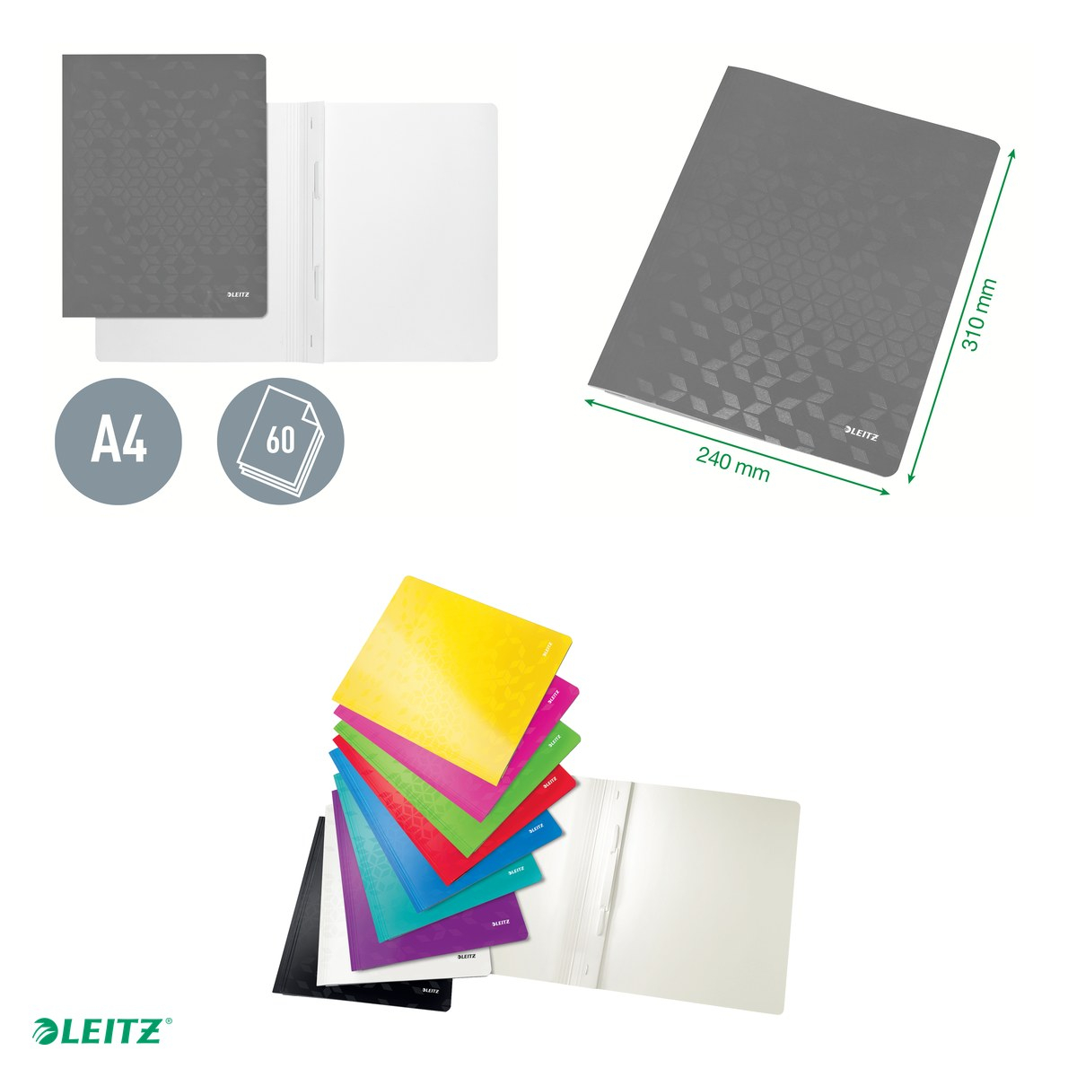 Dosar cu sina Leitz WOW, carton laminat, A4, capacitate 250 coli, pentru arhivare, rosu [5]