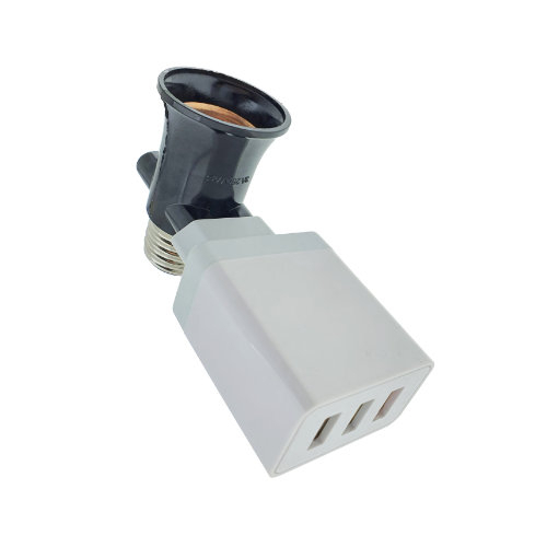 Dulie cu soclu E27 si 2 prize Euro C7, 16A 250V, neagra [16]