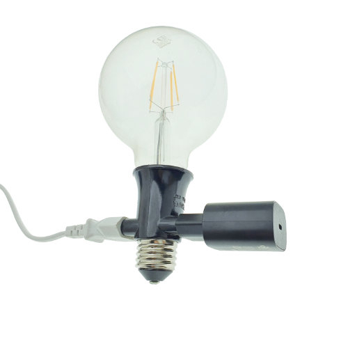 Dulie cu soclu E27 si 2 prize Euro C7, 16A 250V, neagra [15]